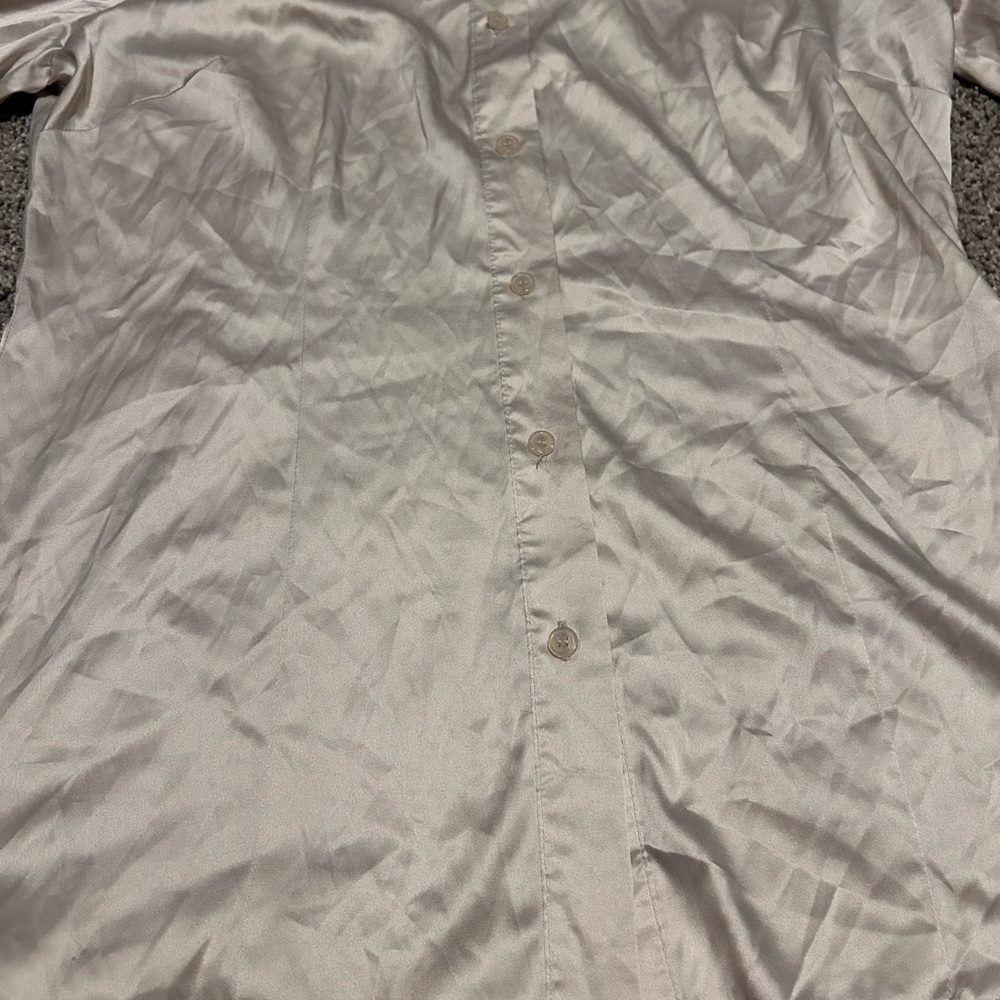 The Limited Satin Silky Button Up Office Wear Business Casual Blouse Size L - Picture 2 of 6